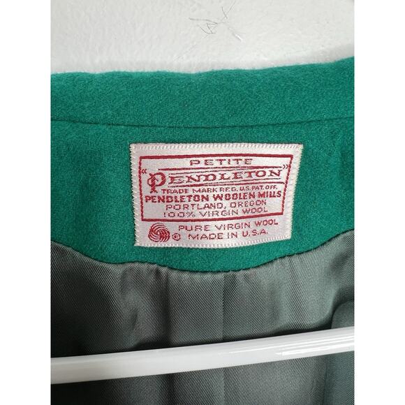 Vintage Pendleton Blazer Women Green Wool Jacket Suit Size 16 Petite - Picture 9 of 11